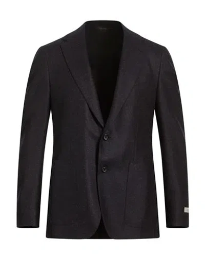 Canali Man Blazer Charcoal Size 38 Wool In Grey