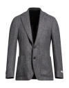 Canali Man Blazer Grey Size 38 Wool, Polyester In Black