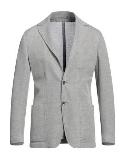 Canali Man Blazer Grey Size 40 Cotton, Polyester In Neutral