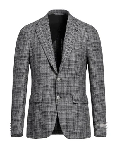 Canali Man Blazer Lead Size 40 Silk, Wool In Black