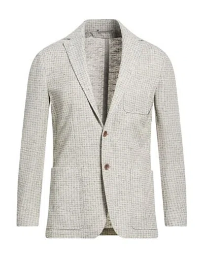Canali Man Blazer Light Grey Size 38 Cotton, Polyester, Linen In Gray