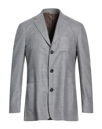Canali Man Blazer Light Grey Size 40 Wool In Gray
