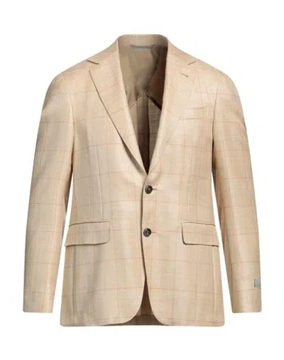 Canali Man Blazer Light Yellow Size 42 Wool, Silk, Linen