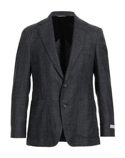 Canali Man Blazer Midnight Blue Size 44 Wool, Silk, Linen