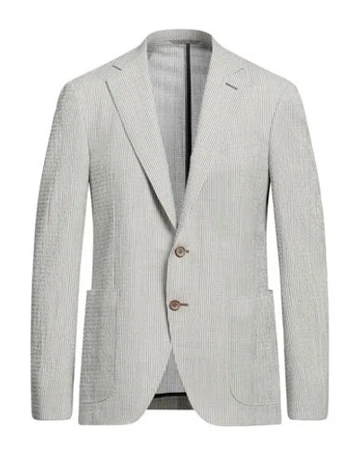 Canali Man Blazer Military Green Size 40 Wool, Silk, Elastane In White