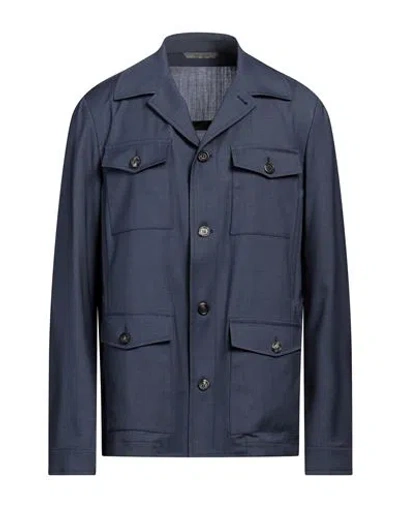 Canali Man Blazer Navy Blue Size 40 Wool