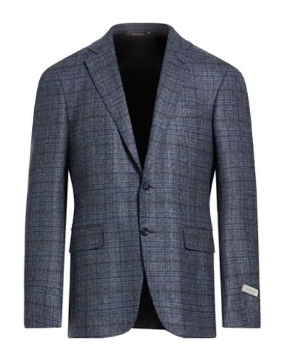Canali Man Blazer Navy Size 44 Wool In Blue