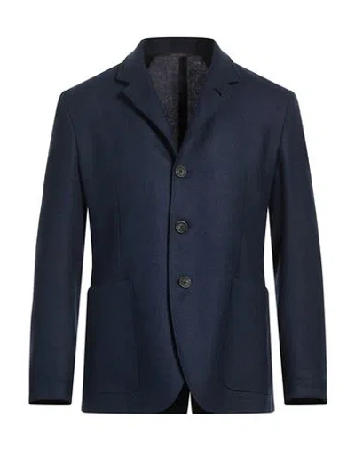 Canali Man Blazer Navy Size 44 Wool In Blue