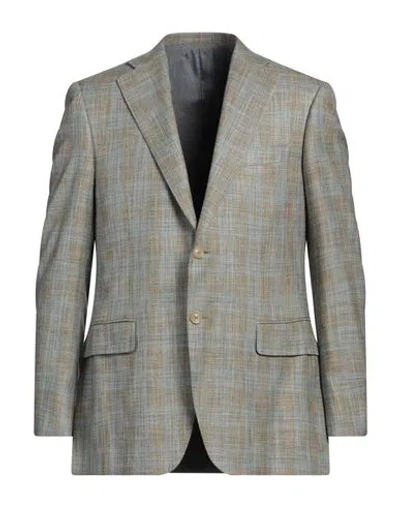 Canali Man Blazer Sage Green Size 46 Silk, Cotton, Cashmere