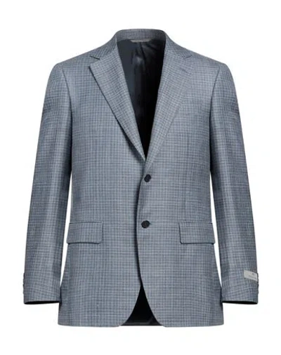 Canali Man Blazer Sky Blue Size 44 Wool, Silk, Linen