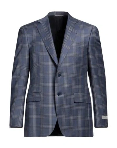 Canali Man Blazer Slate Blue Size 42 Wool