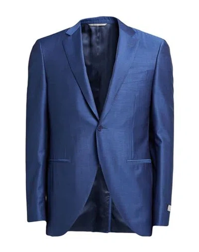 Canali Man Blazer Slate Blue Size 42 Wool, Mohair Wool