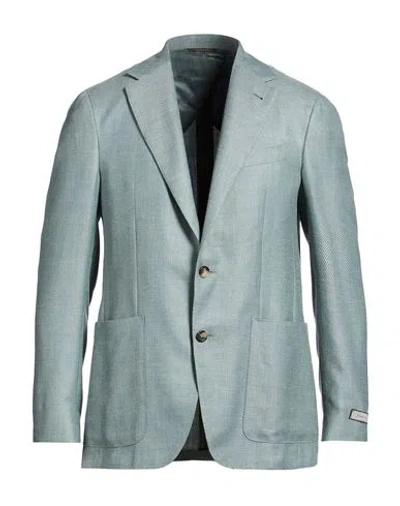 Canali Man Blazer Slate Blue Size 42 Wool, Silk, Linen