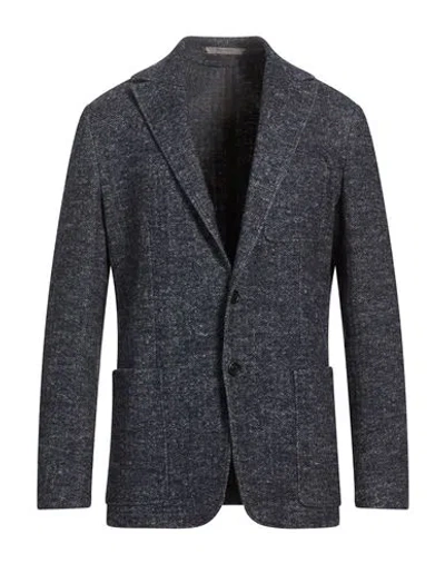 Canali Man Blazer Slate Blue Size 44 Wool, Cotton