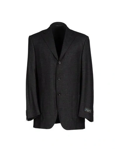 Canali Man Blazer Steel Grey Size 46 Virgin Wool In Black