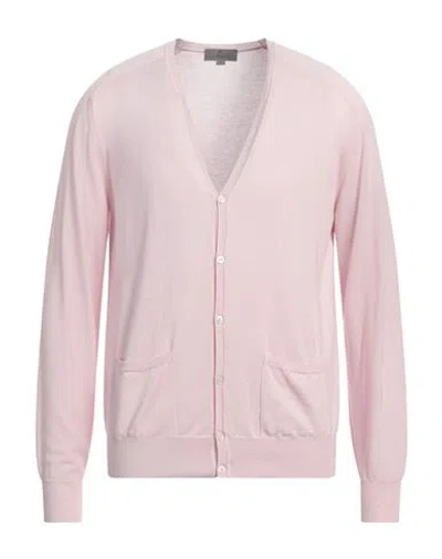 Canali Man Cardigan Light Pink Size 40 Cashmere, Silk