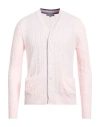 Canali Man Cardigan Light Pink Size 40 Cotton, Cashmere In Pink