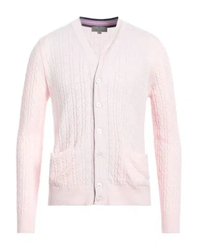 Canali Man Cardigan Light Pink Size 40 Cotton, Cashmere