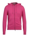 Canali Man Cardigan Magenta Size 40 Cotton In Magenta