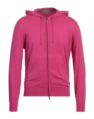 Canali Man Cardigan Magenta Size 40 Cotton