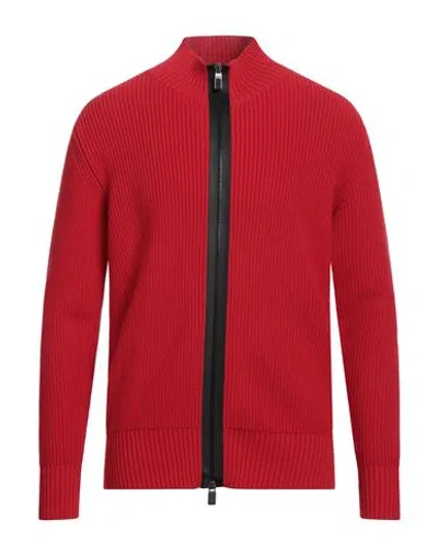 Canali Man Cardigan Red Size 40 Cotton, Polyester