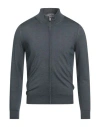Canali Man Cardigan Slate Blue Size 36 Wool, Silk In Gray