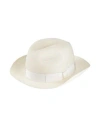 Canali Man Hat Ivory Size 7 ¼ Hemp In White