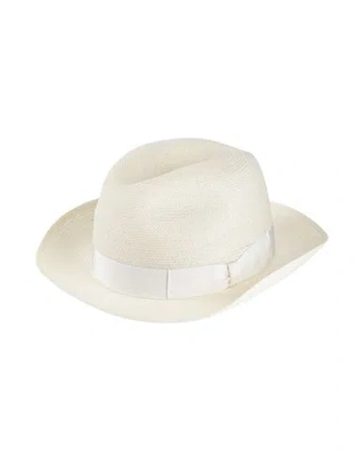 Canali Man Hat Ivory Size 7 ¼ Hemp In White