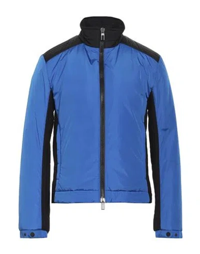 Canali Man Jacket Bright Blue Size 44 Polyester, Wool