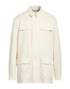 Canali Man Jacket Cream Size 44 Polyester In Neutral