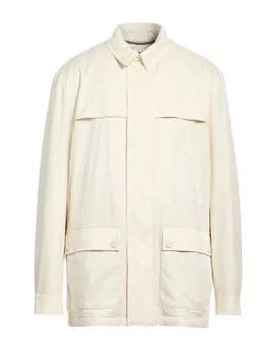Canali Man Jacket Cream Size 44 Polyester In Neutral