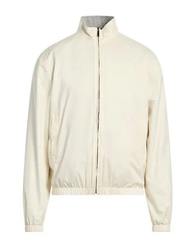 Canali Man Jacket Ivory Size 42 Polyester In Neutral
