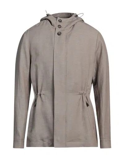 Canali Man Jacket Khaki Size 48 Lyocell, Linen In Beige