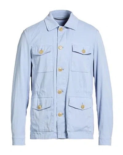 Canali Man Jacket Light Blue Size 44 Lyocell, Cotton, Elastane