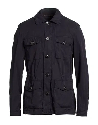 Canali Man Jacket Navy Size 44 Lyocell, Cotton, Elastane In Black