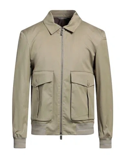 Canali Man Jacket Sage Green Size 40 Cotton, Elastane