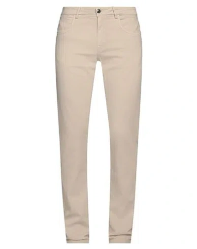 Canali Man Jeans Beige Size 40 Cotton, Lyocell, Linen, Elastane