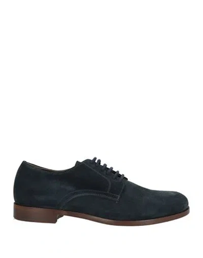 Canali Man Lace-up Shoes Navy Size 6.5 Leather