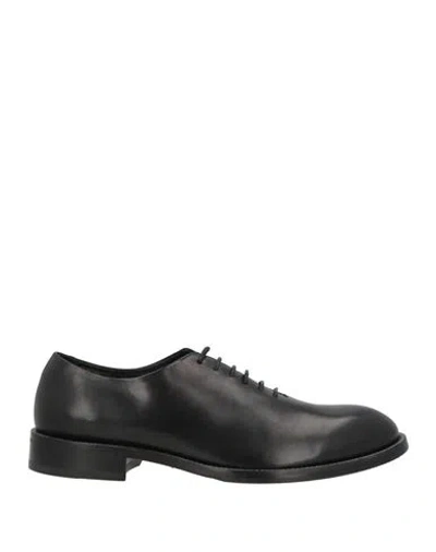 Canali Man Lace-up Shoes Black Size 9 Leather