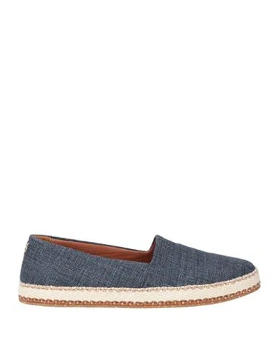 Canali Man Loafers Blue Size 9.5 Textile Fibers