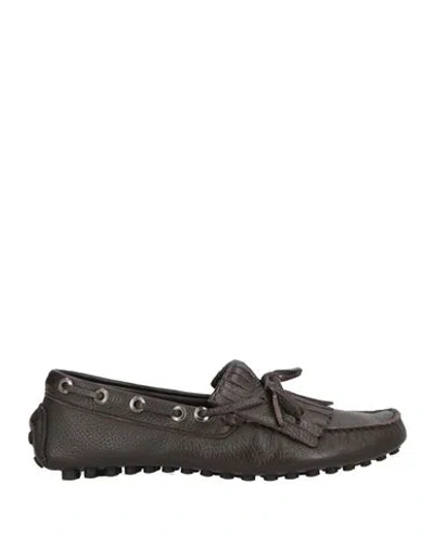 Canali Man Loafers Dark Brown Size 9 Leather