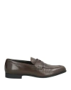 Canali Man Loafers Dark Brown Size 9 Leather In Brown