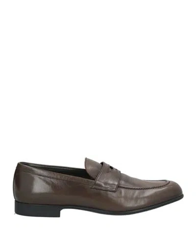 Canali Man Loafers Dark Brown Size 9 Leather