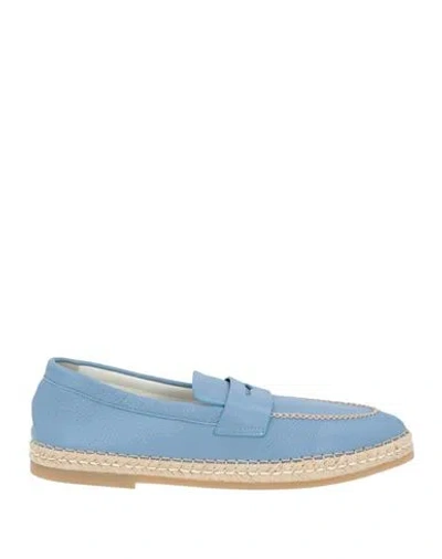 Canali Man Loafers Light Blue Size 9 Leather