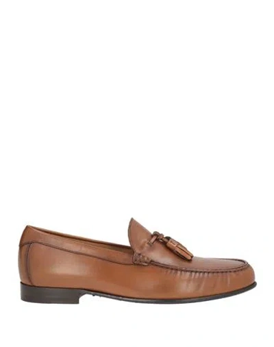 Canali Man Loafers Tan Size 8.5 Leather In Brown
