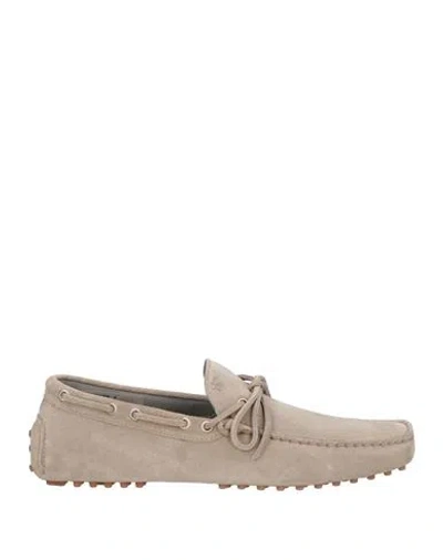 Canali Man Loafers Taupe Size 6.5 Leather In Grey