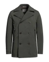 Canali Man Overcoat Military Green Size 44 Polyester