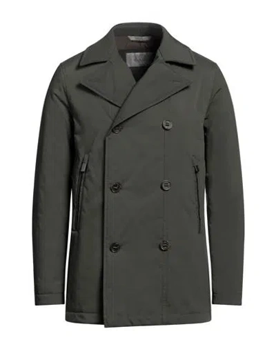 Canali Man Overcoat Military Green Size 44 Polyester