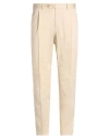 Canali Man Pants Beige Size 42 Cotton, Elastane In Brown