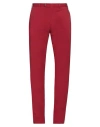 Canali Man Pants Brick Size 36 Cotton, Elastane In Red